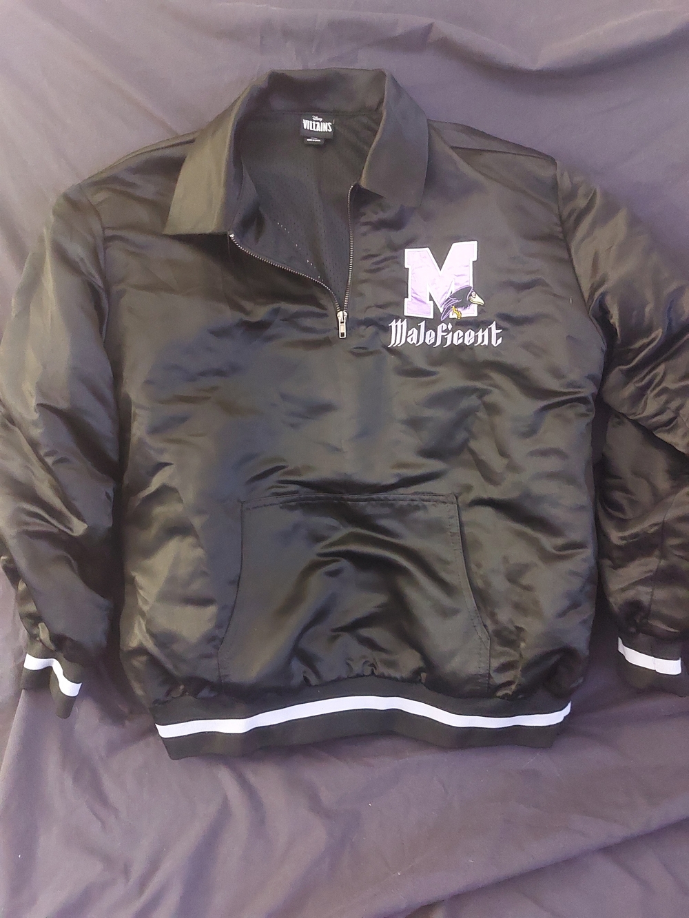 Disney Men's Black Maleficent Pullover Jacket with Purple Accent